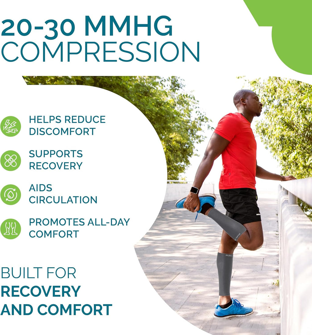 Calf Compression Sleeve for Men & Women, 20-30Mmhg Compression | Leg Sleeve for Shin Splints, Varicose Veins, Swelling & Pain Relief | Footless Socks for Running, Cycling & Travel