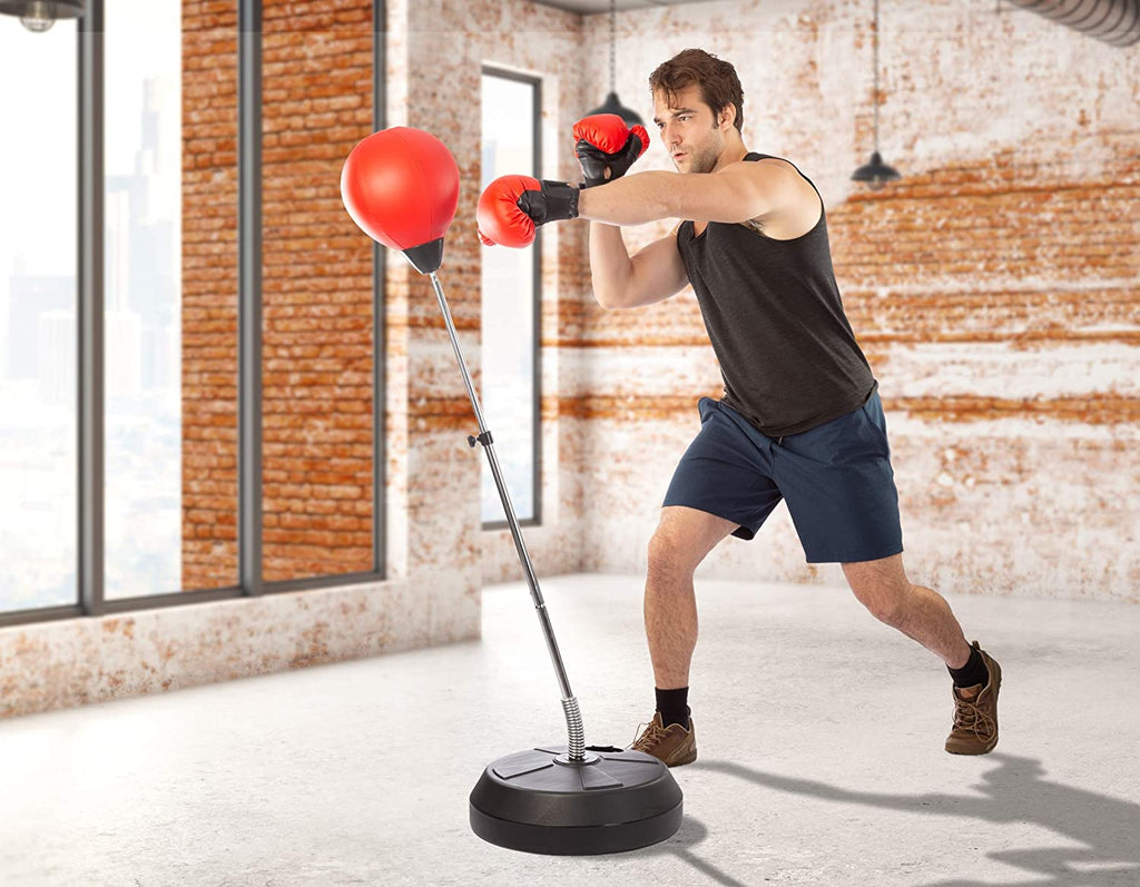 Punching Bag with Stand Adjustable Boxing Speed Bag Teens Adults