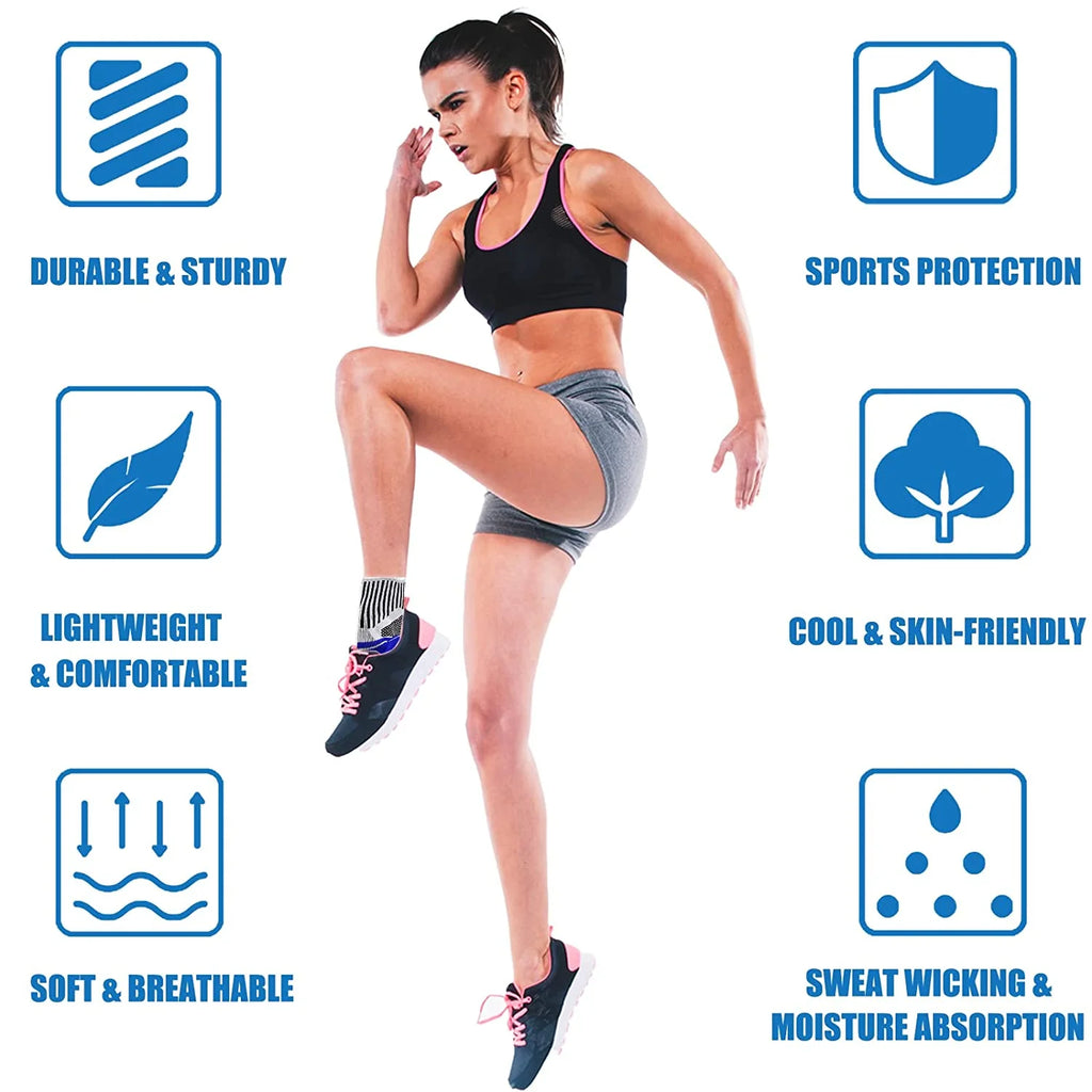 Ankle Compression Sleeve Support Brace for Women & Men Plantar Fasciitis Achilles Tendonitis Joint Heel Pain Relief (Blue/M)