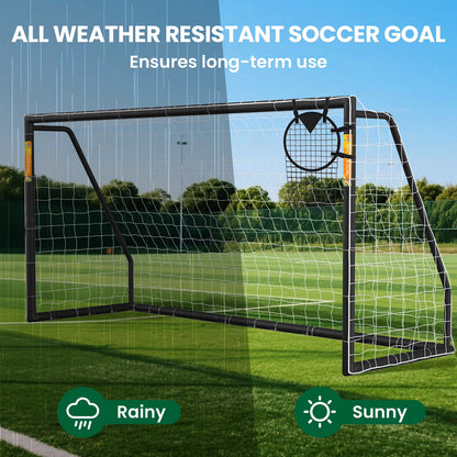 PVC Soccer Goals for Backyard,12"X6" Black Foldable Competition Practice Training Goals,Portable Soccer Training Equipment,Moveable Weatherproof Outdoor Patio for Adults Youth