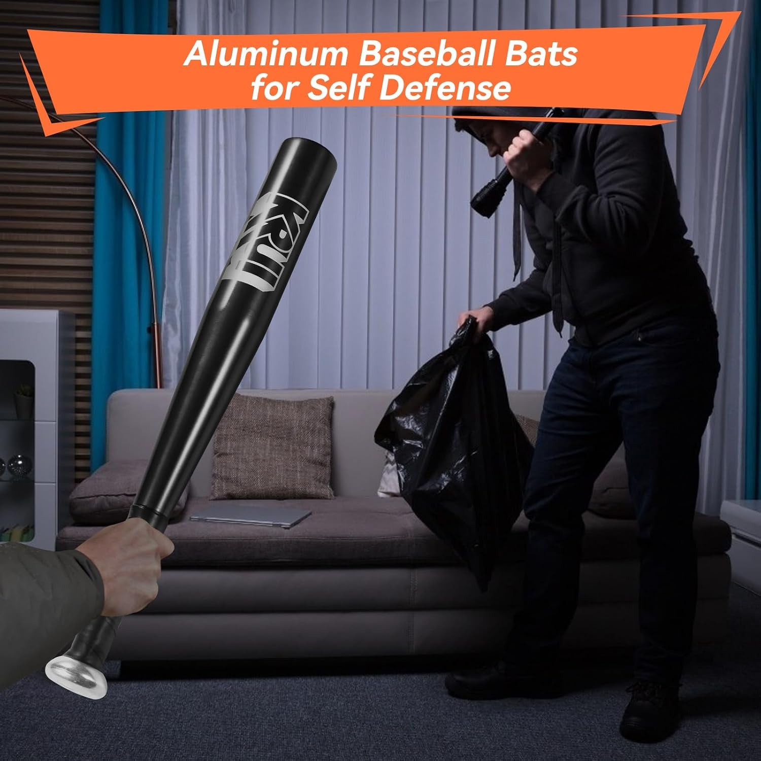 18 Inch Aluminum Baseball Bat for Self Defense, Tire Checker and Fish | Compact Metal Bat, Lightweight Design, Portable Size, Home Storage, Car Storage, Backpack Friendly