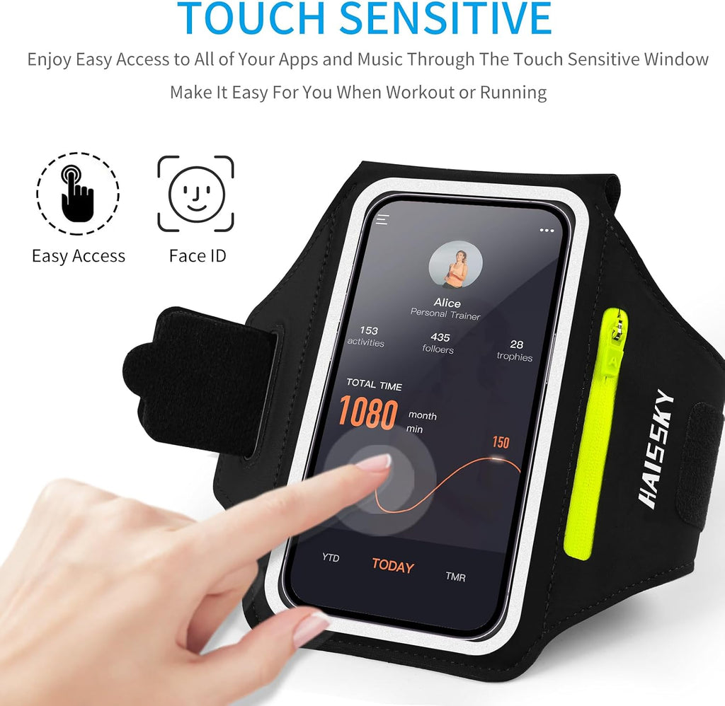 Running Armband with Zipper Pocket Sweatproof Running Phone Holder | Cell Phone Armband for Iphone Samsung,Non-Slip,Breathable Arm Phone Holder with Card Slot for Jogging Sports Gym Cycling 6.9"