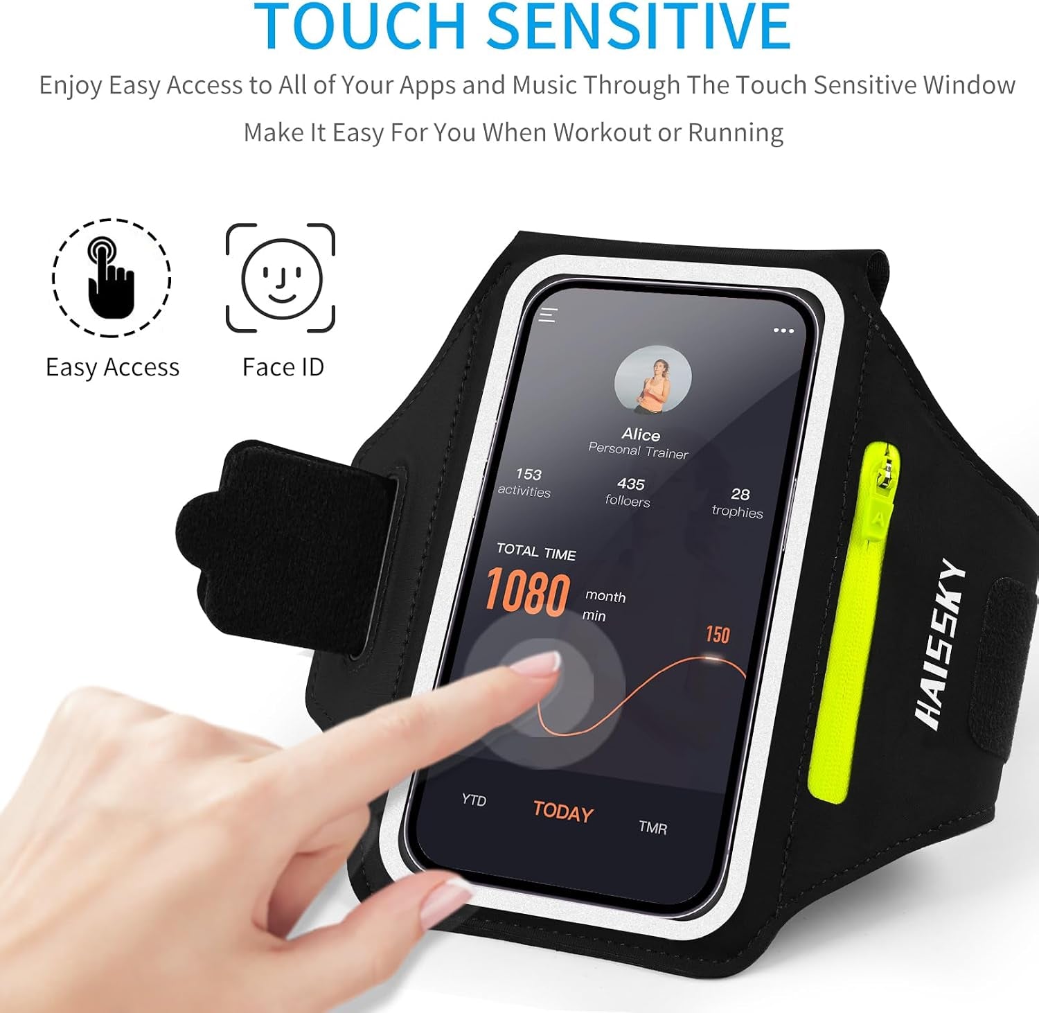 Running Armband with Zipper Pocket Sweatproof Running Phone Holder | Cell Phone Armband for Iphone Samsung,Non-Slip,Breathable Arm Phone Holder with Card Slot for Jogging Sports Gym Cycling 6.9"