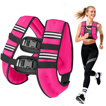 Weighted Vest Pink 12 Lb Weight Vest for Woman Men Sport Weighted Vest with Reflective Stripe Adjustable Buckle Straps Mesh Pocket for Strength Training Running