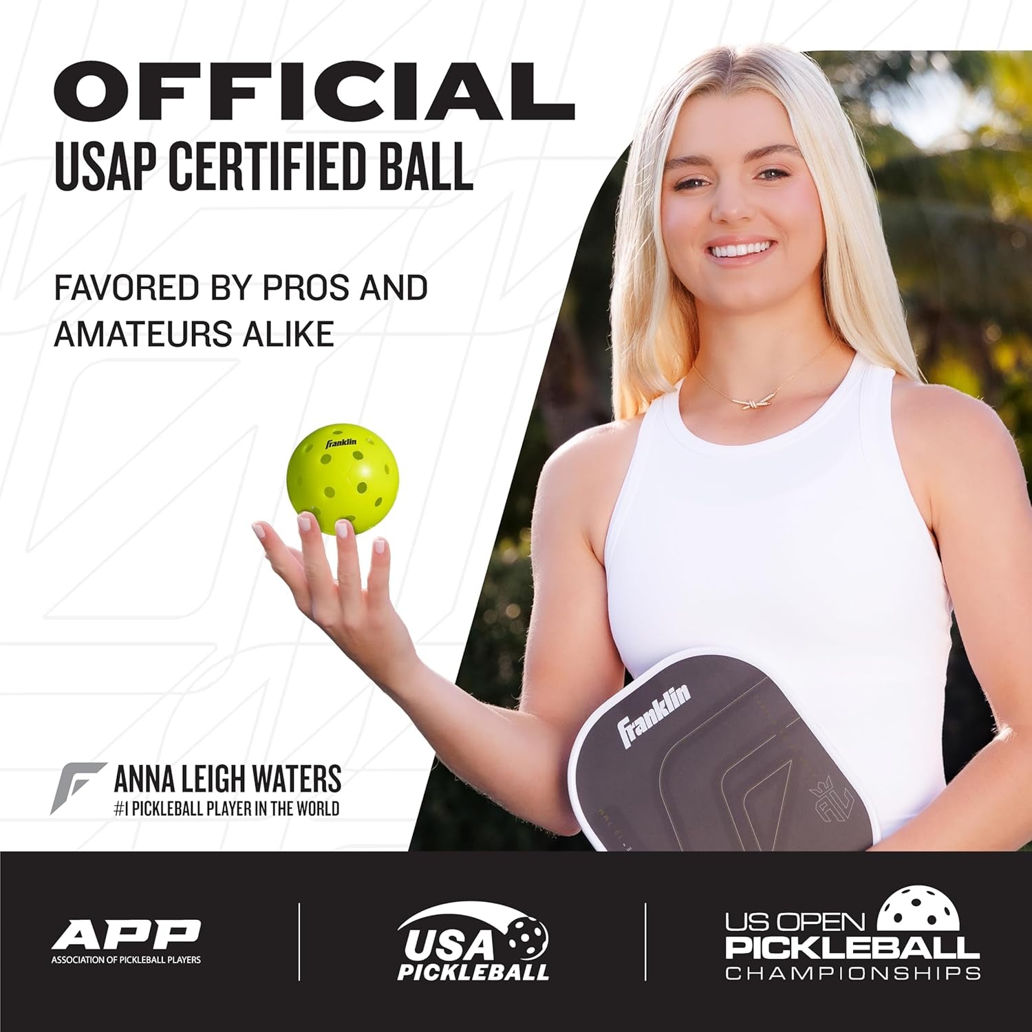 Franklin Sports X-40 Outdoor Pickleballs - Official Ball of USA Pickleball, APP Tour + US Open - Regulation Size