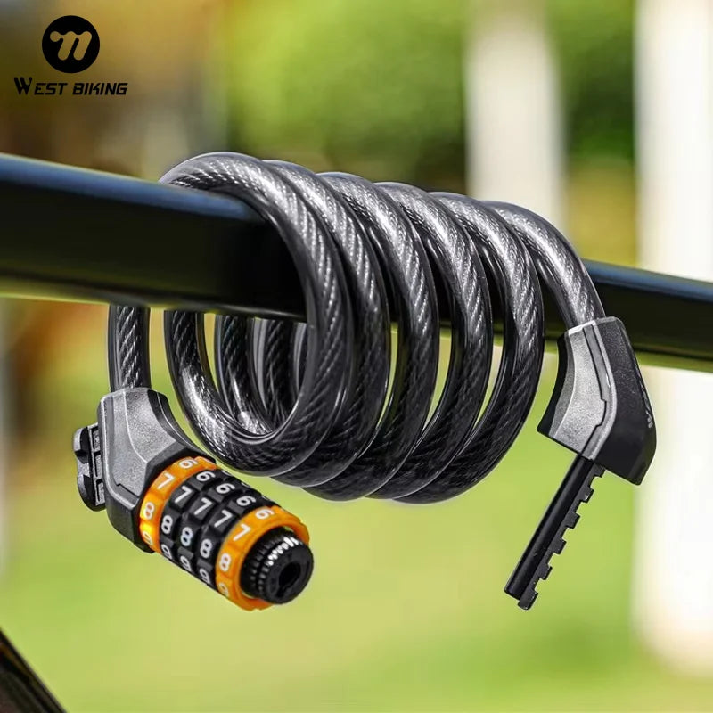 WEST BIKING Bike Cable Lock MTB Road Bike Anti-Theft Safety Password Bicycle Locks for Scooter Motorcycle Bike Accessories