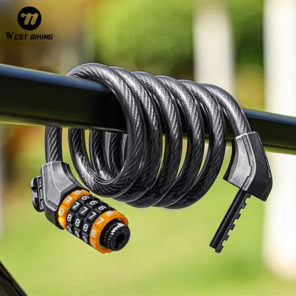 WEST BIKING Bike Cable Lock MTB Road Bike Anti-Theft Safety Password Bicycle Locks for Scooter Motorcycle Bike Accessories
