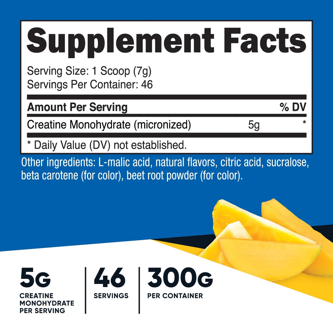 Creatine Monohydrate Powder Pineapple Mango Flavored, 300 Grams - (5 Grams per Serving)