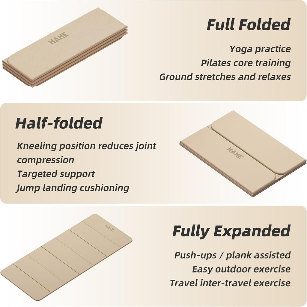 Foldable Yoga Mat 74"Lx32"Wx1/3"Thick, Folding Exercise Mats | Non-Slip Wide Pilates Mats for Home Workout/Travel, Portable Yoga Mat Thick for Yoga/Pilates/Camping/Floor Exercises