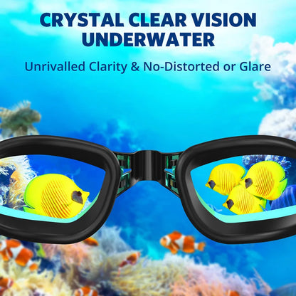 Swimming Goggles Professional Waterproof Swim Eyewear Glasses Anti-Fog 100% UV Protection No Leaking for Adult Men Women Youth