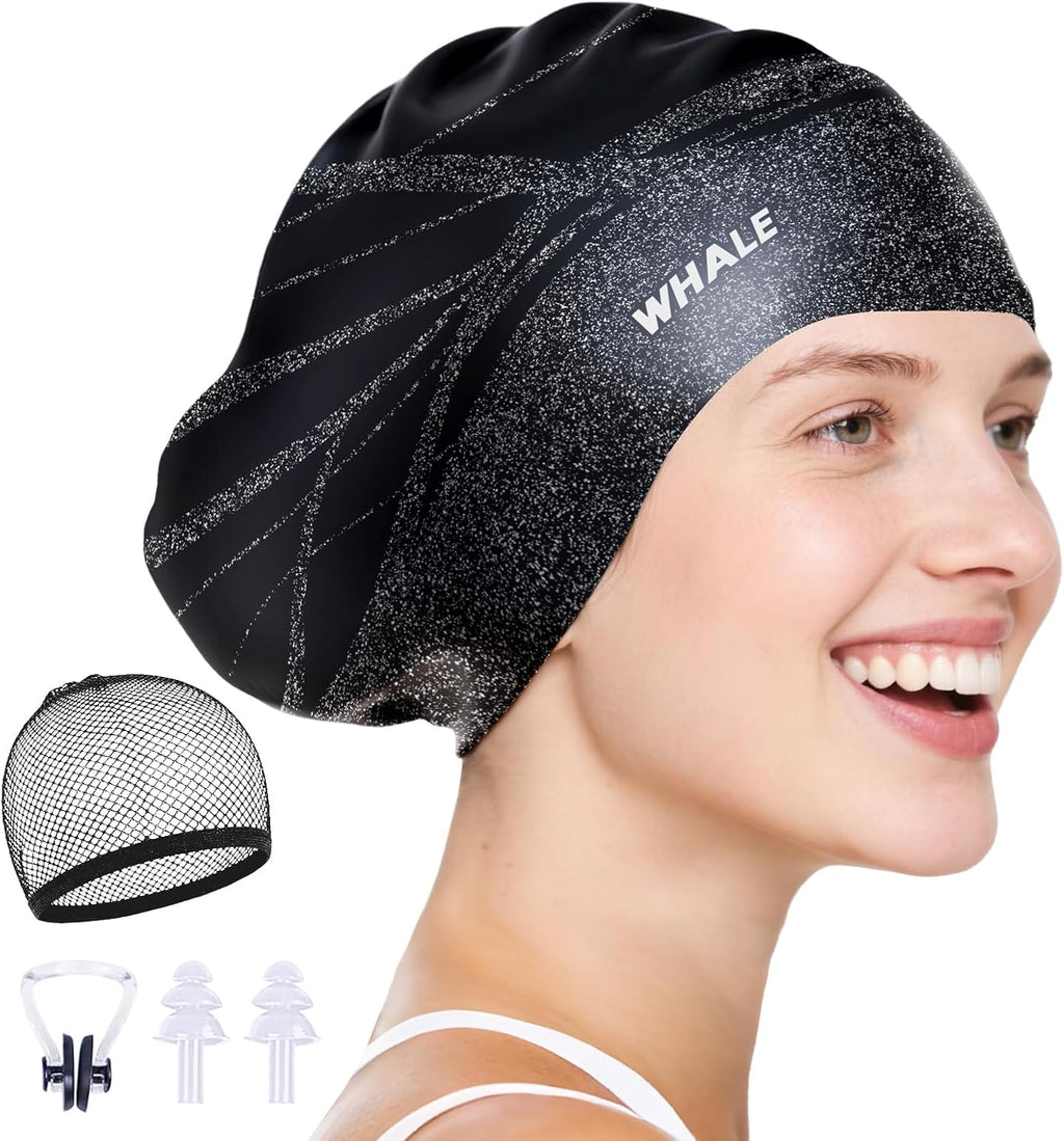 Extra Large Swim Cap Designed for Men and Women with Thick, Long Hair, Hair Extensions or Afro-Textured Hair Long-Hair Swim Cap Highly Waterproof to Keep Hair Dry