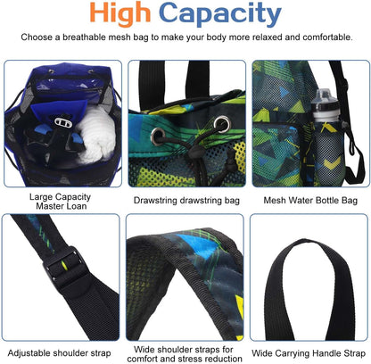 Mesh Swim Bags for Swimmers - Drawstring Backpack for Women Men Teen Swim Team G