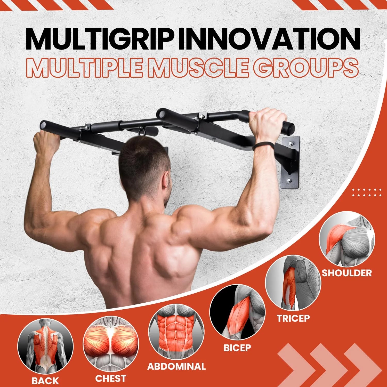 Wall Mounted Pull up Bar, Steel 16 &amp; 24 In