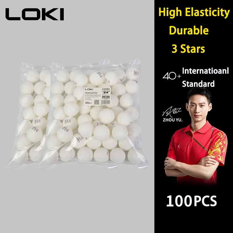 50/100PCS  Table Tennis Balls 3 Star 40+ New ABS Plastic Material Ping Pong Balls with Seam Club Training Ping Pong Balls