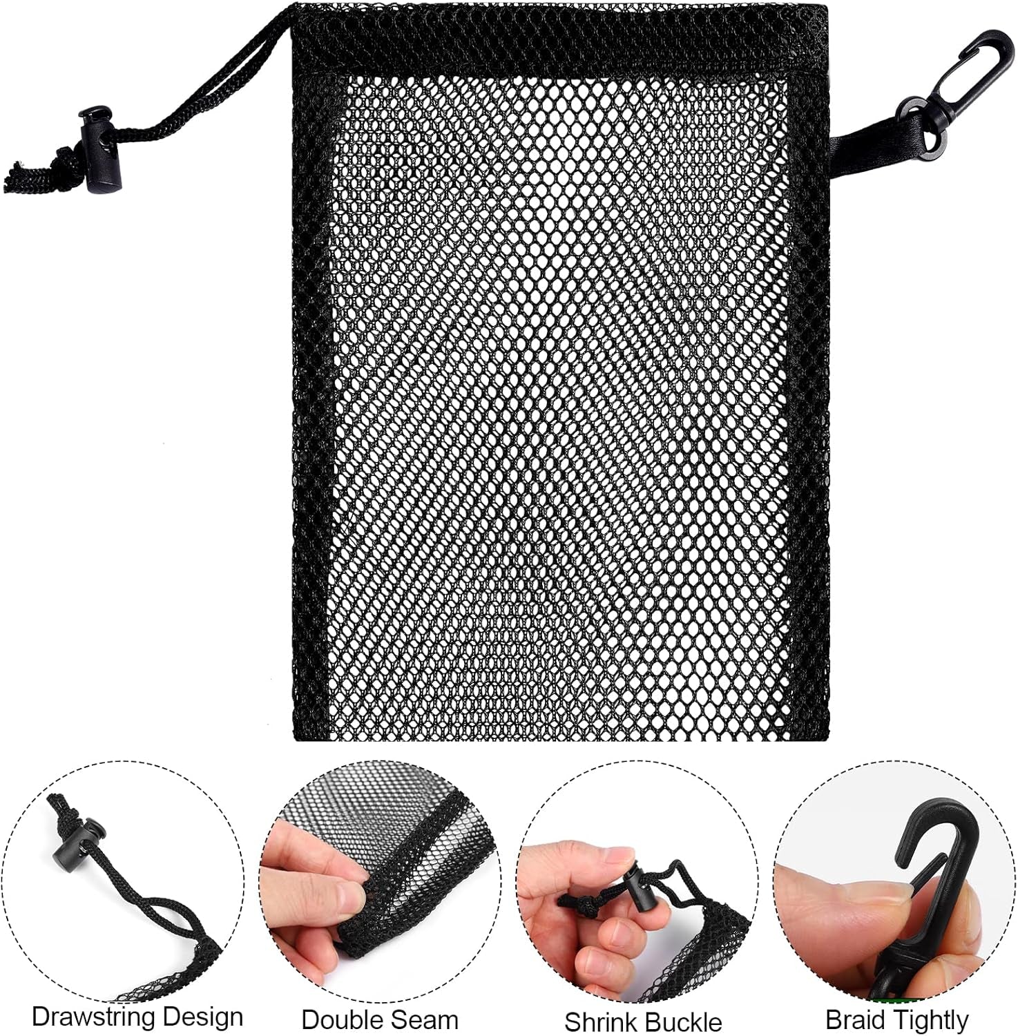 6Pcs Mesh Bag Stuff Sack Nylon Drawstring Laundry Bag Gym Bag 13"X15.5"…