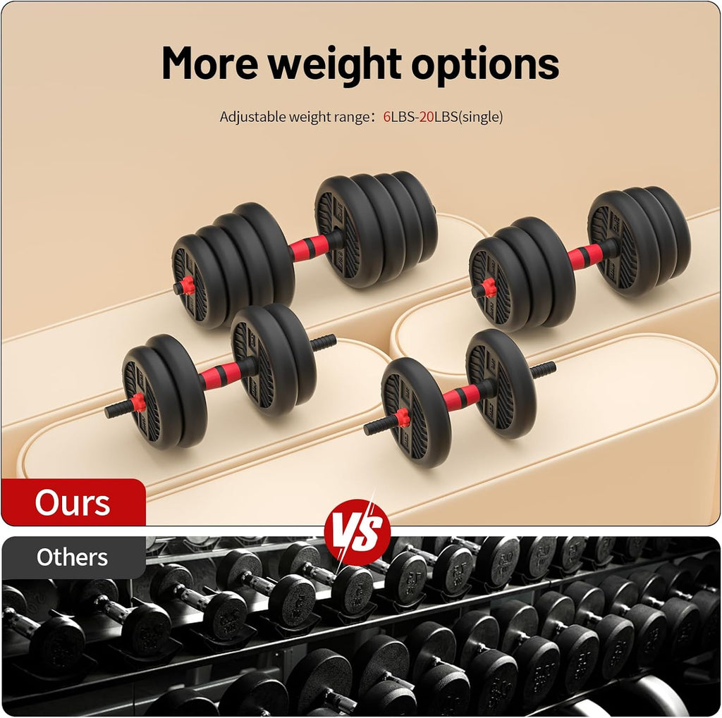 Adjustable Dumbbell, 20/30/45/70/90Lbs Dumbbells Set, 4-In-1 Free Weights for Women/Men Workout Equipment Used as Barbell/Kettlebells/Push up Stand for Home Gym