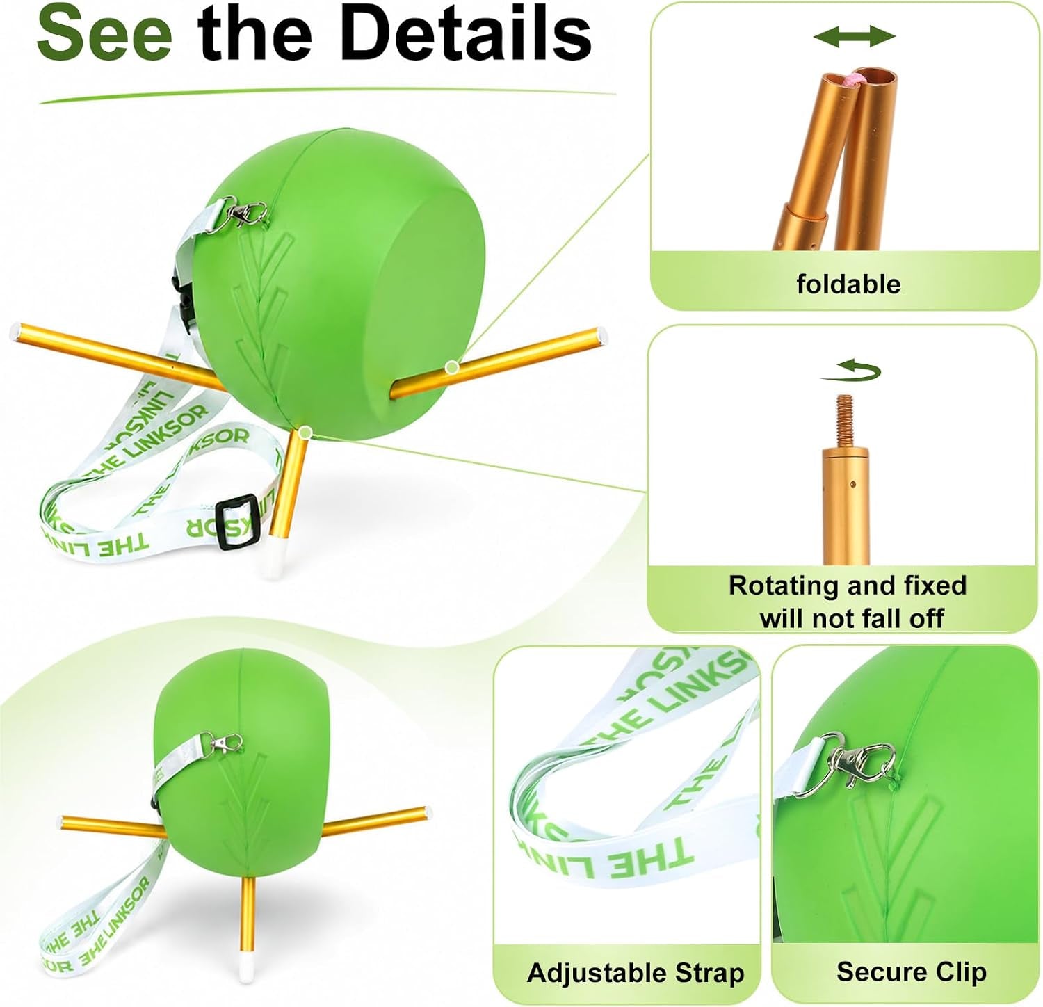 Upgraded the Connector Golf Training Aid,Simple and Effective Training Tool,Golf Swing Trainer for Posture Correction Practice,Golf Training Aids Helps Train Proper Swing Mechanics,Arm Structure | Foldable Model,Lanyard