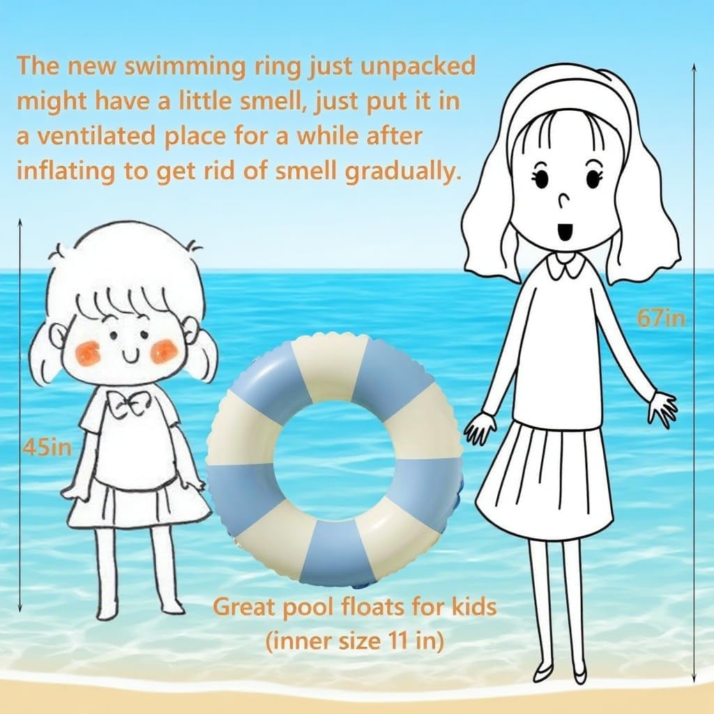 Pool Floats Swimming Rings for Kids, Age 5-10 Inflatable Swim Tubes Ring Toys with 11" Inner, Beach Inflatable Tubes Floaties Toys for Kids Adults