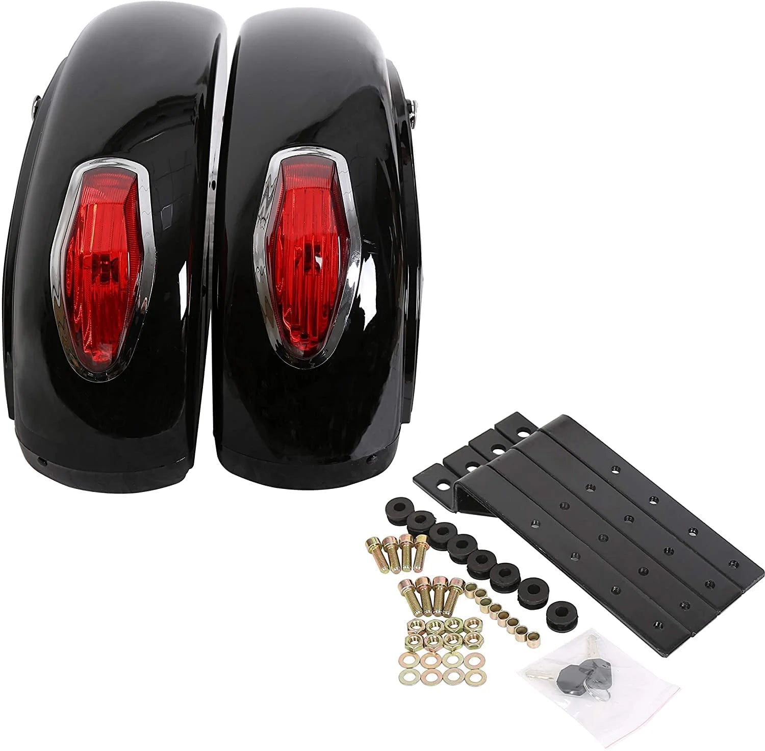 Universal Motorcycle Saddle Bags W/ Lights &amp; Locks Fit Motorcycle Crusier Honda Yamaha Harley Suzuki Kawasaki
