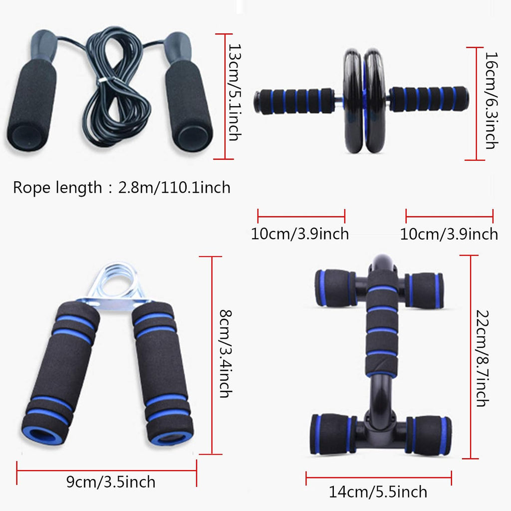 Ab Roller Kit, 5-In-1 with Knee Pads, Push-Up Bars & Jump Rope | Stainless Steel, Non-Slip TPR, Floor Safe, Home Gym Equipment Suitable for Physical Training