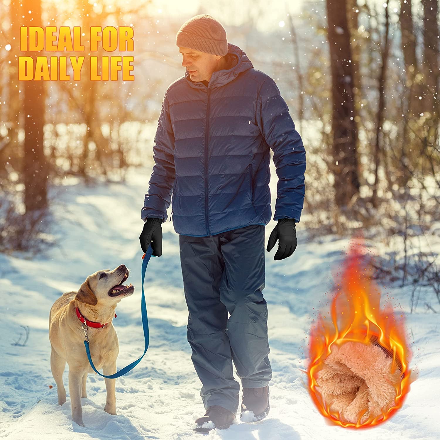Winter Waterproof Ski Gloves Men Women, Snow Warm Cycling Cold Weather, Driving Biking Running