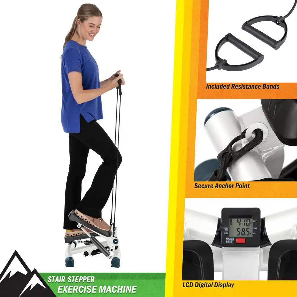 Stair Stepper with Resistance Bands, White