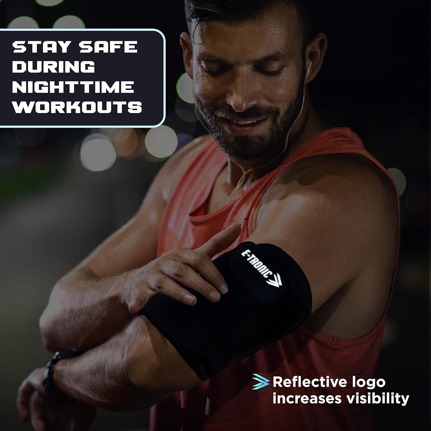 Phone Holder for Running, Cell Phone Arm Bands with Reflective Logo, Phone Strap Armband Fits Iphone and Android, Use for Running, Walking, Hiking and Biking, Blue, XL