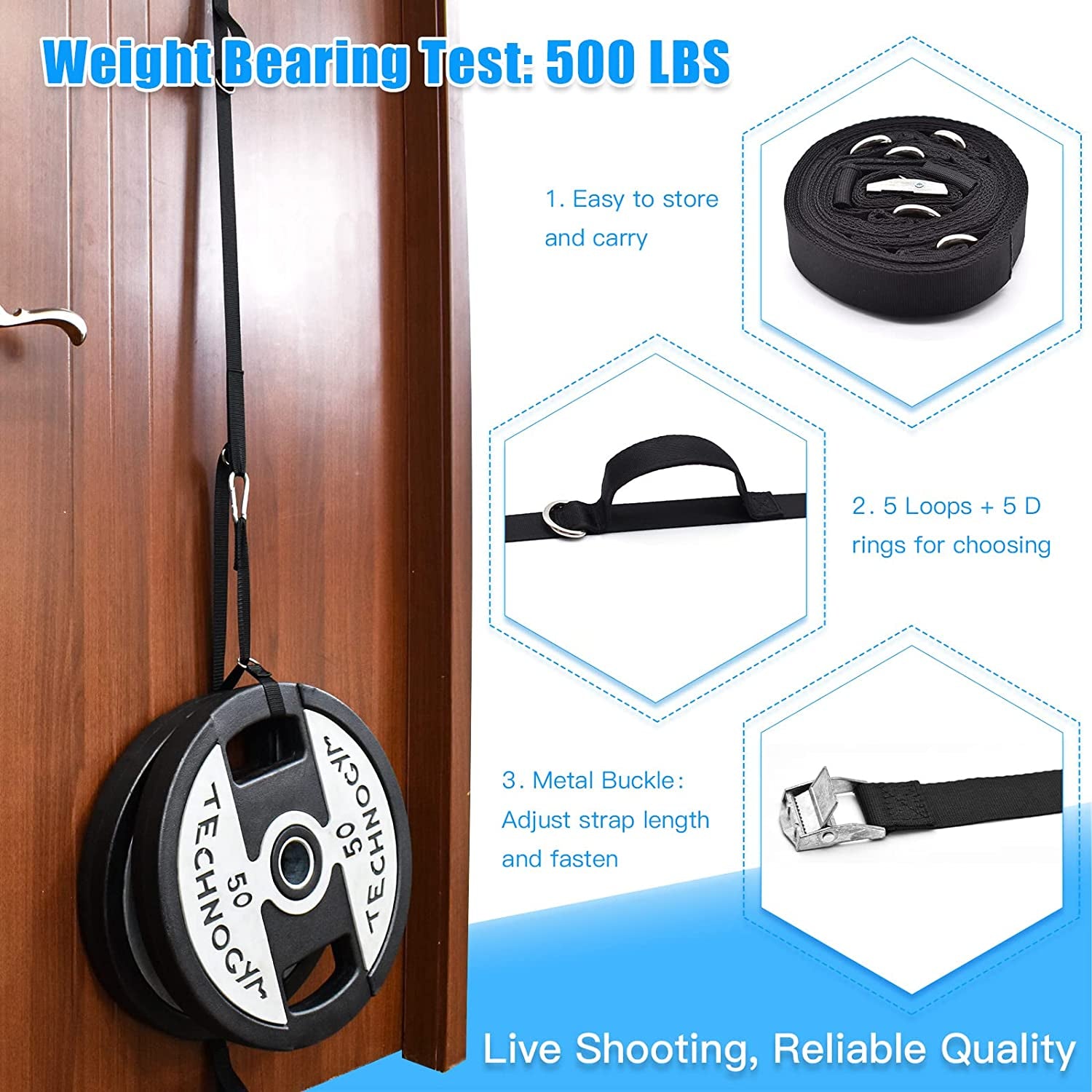 Door Anchor Strap for Resistance Bands Exercises, Multi Point Anchor Gym Attachment for Home Fitness, Portable Door Band Resistance Workout Equipment, Easy to Install, Punch-Free, Nail-Free