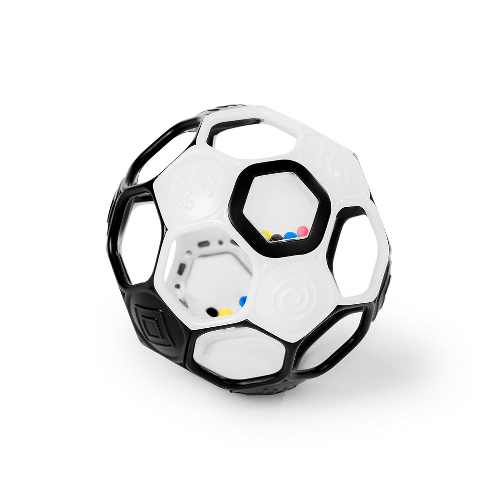 Oball Grippin' Goals Rattle Soccer Ball - Black & White, Easy-Grasp Toy for Newborn and Up