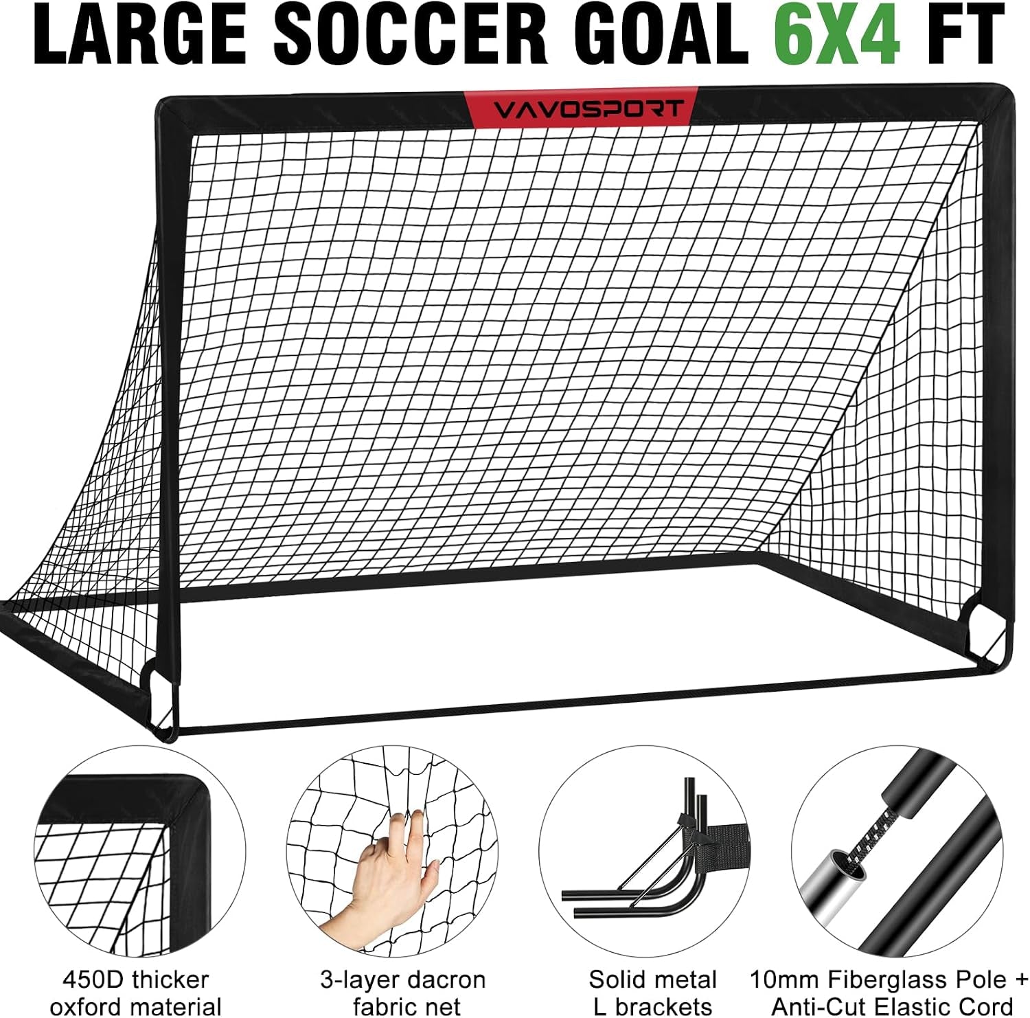 Soccer Goal, 2 of 6'X4' Kids Soccer Goals for Backyard Set, Portable Pop up Soccer Net, Practice Soccer Training Equipment with Ball, Cones for Toddler,Youth Sports Outdoor Games Yard Play