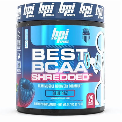Best BCAA Shredded - Caffeine-Free Thermogenic Recovery Formula - BCAA Powder - Lean Muscle Building - Accelerated Recovery - Weight Loss - Hydration - Blue Raz - 25 Servings - 9.7 Oz.