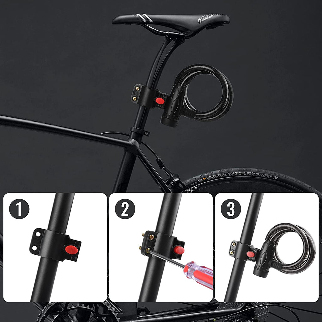 Bike Lock, [4Ft/1.2M] 1/2 Inch Thick Bike Cable Locks with 2 Keys | Weatherproof Heavy Duty Bicycle Lock Cable Anti-Theft Security Cable with Mounting Bracket for Ebike, Scooter, Motorcycle