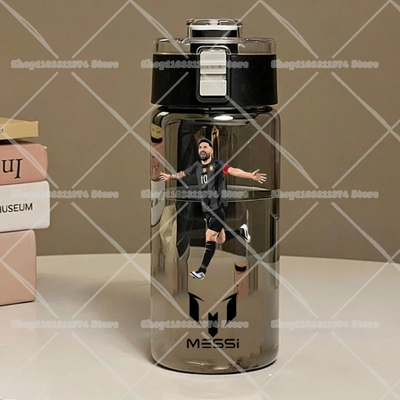 600ML CR7 Sports Water Bottles Cartoon Football Star Ronaldos Large Water Cups New Outdoor Transparent Drinking Bottle Kids Gift