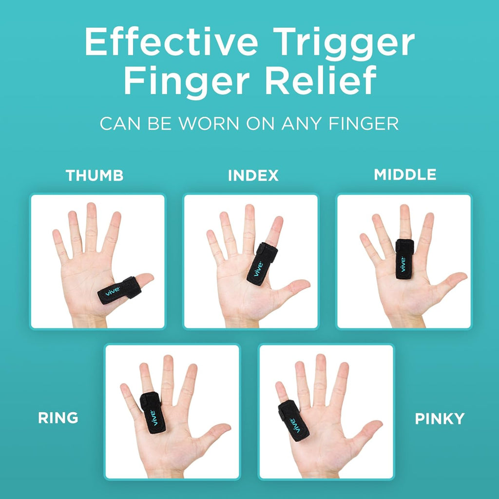 Trigger Finger Splint Support Brace for Straightening Curved, Bent | Locked & Stenosing Tenosynovitis Hands - Tendon Release & Pain Relief (2-Pack, Black) - HSA/FSA Approved