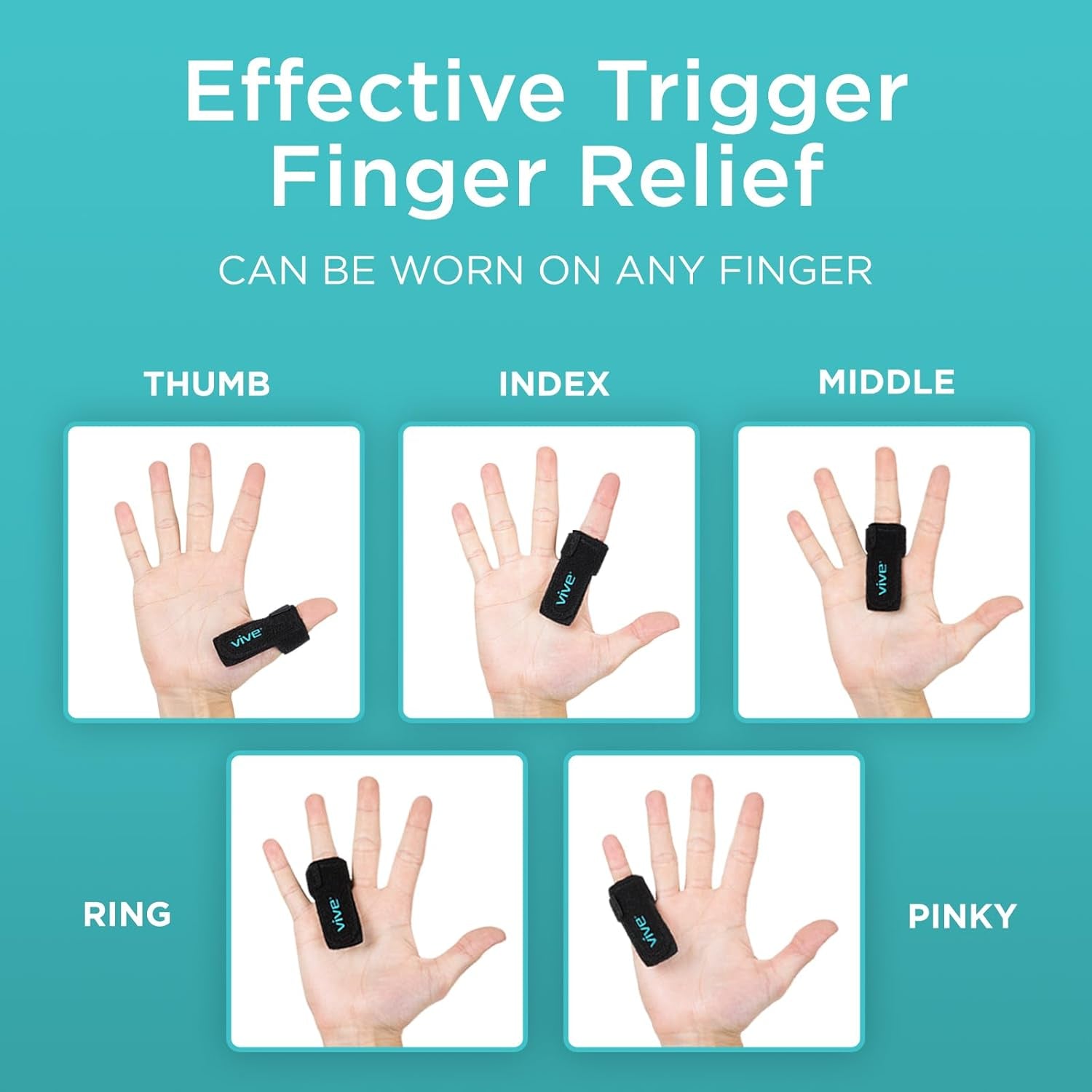 Trigger Finger Splint Support Brace for Straightening Curved, Bent | Locked & Stenosing Tenosynovitis Hands - Tendon Release & Pain Relief (2-Pack, Black) - HSA/FSA Approved