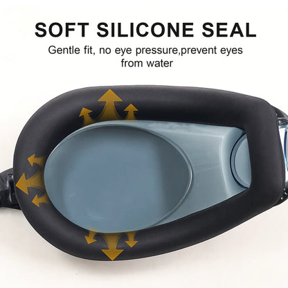 Swim Goggles and Swim Cap, anti Fog UV Protection Swimming Goggle No Leaking, with Nose Clip, Ear Plugs, Goggles Case, Suitable for Men, Women