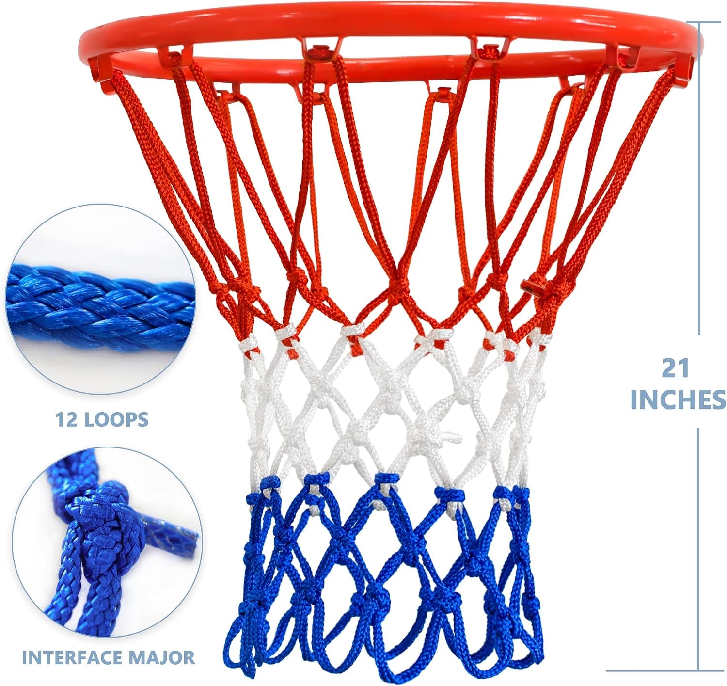 Basketball Net Outdoor, 2025 Upgrade All Weather anti Whip Basketball Net Replacement -12 Loops