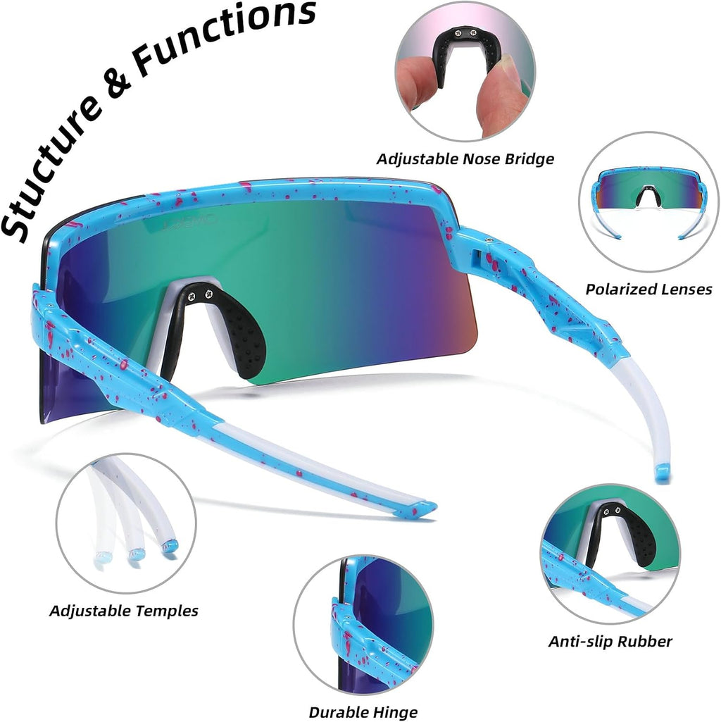 Two Sizes for Adults and Youth Polarized Sunglasses Men Women Outdoor Sport Baseball Glasses UV400 Cycling Eyewear