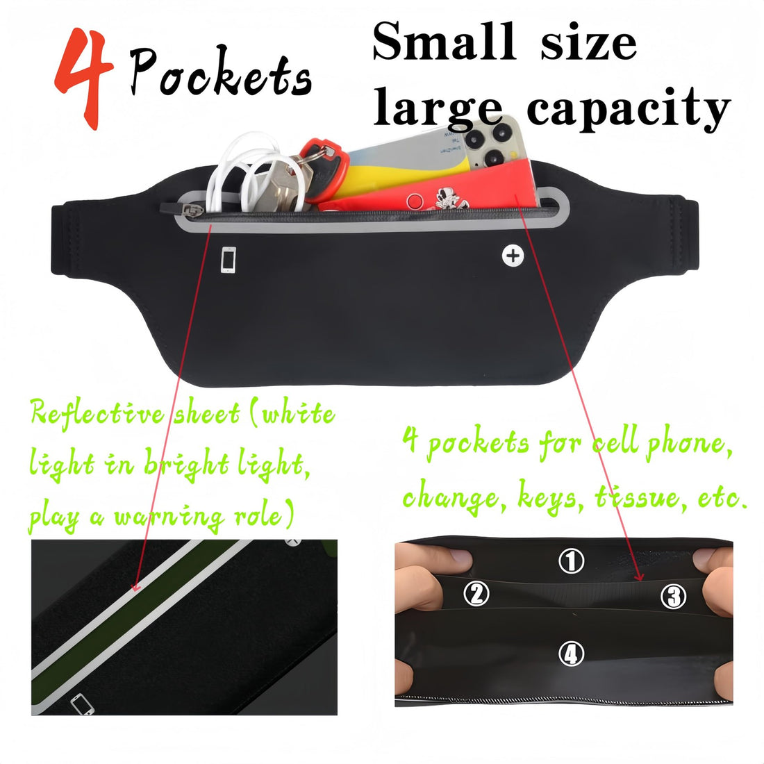 Slim Running Belt Fanny Pack Running Phone Hold Pouch Bag for Workout Jogging