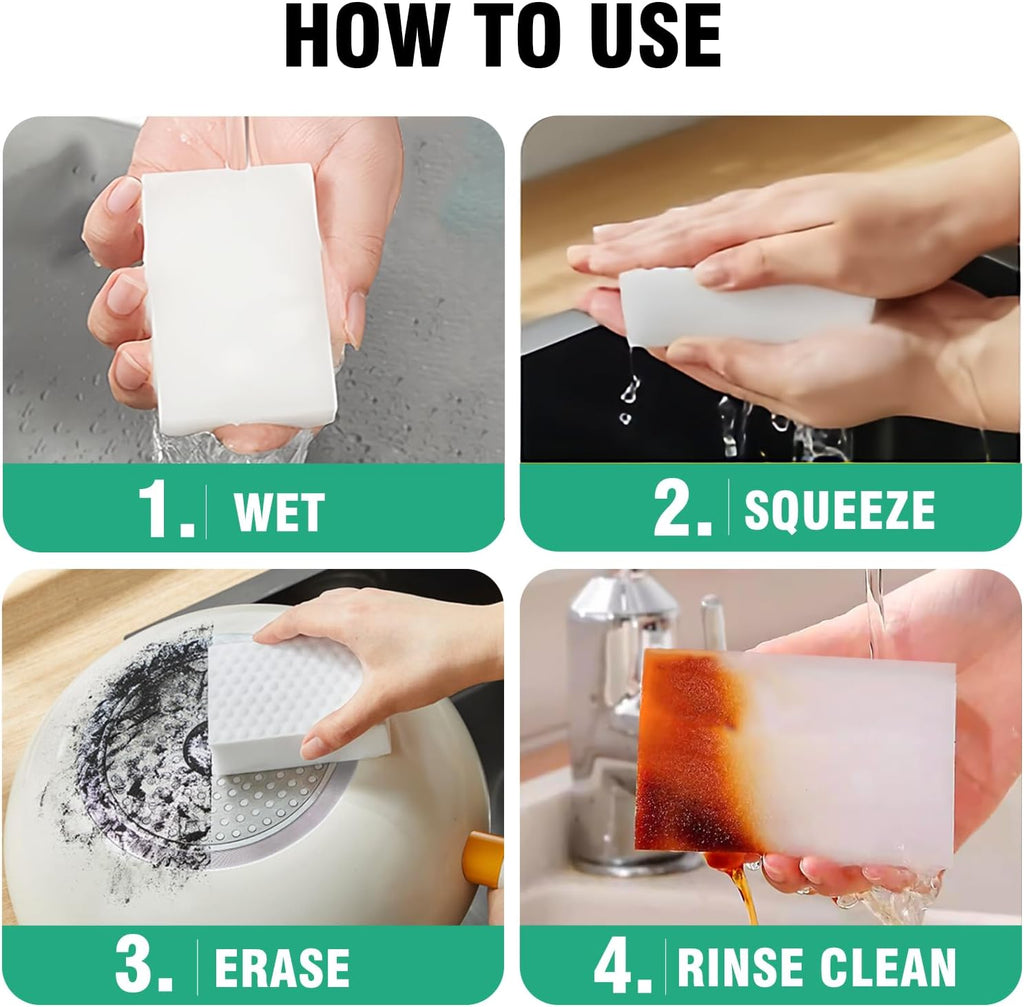 Magic Sponges Cleaning Eraser 10 Pack, 2X Compressed Melamine Sponge Cleaner, Melamine Foam All Purpose Cleaning Pads, Heavy Duty Stain Remover for Home Kitchen Bathroom Sneaker Car