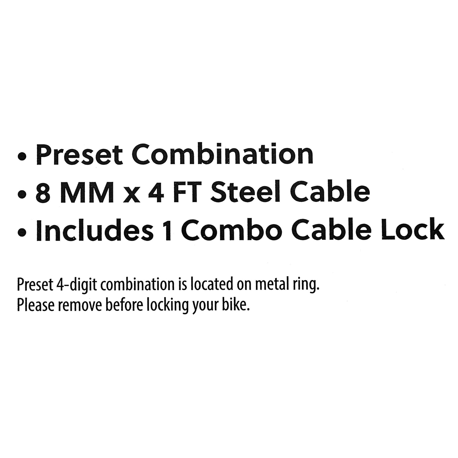 Concord 8MM Combo Cable Bicycle Lock