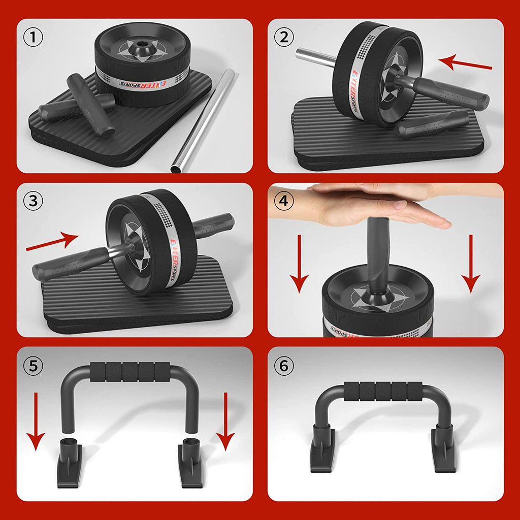 Ab Roller Wheel for Abs Workout - Abdominal Exercise Equipment with 2 Knee Pads for Home Gym, Core Strength Training, Fitness Equipment for Men & Women