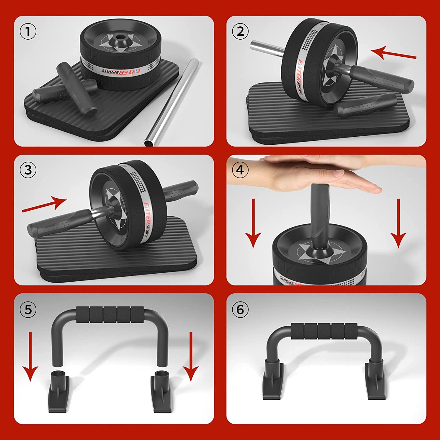 Ab Roller Wheel for Abs Workout - Abdominal Exercise Equipment with 2 Knee Pads for Home Gym, Core Strength Training, Fitness Equipment for Men & Women