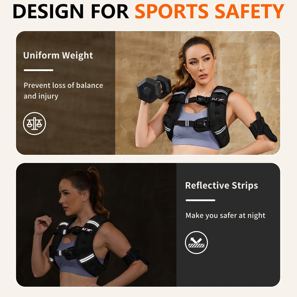 Weighted Vest Woman, 5/10/12/15/20/25/30 LB Womens Weight Vest for Walking, Strength Training Weight Vests for Female Men, Reflective Stripe Body Vest for Workout Running Jogging Fitness