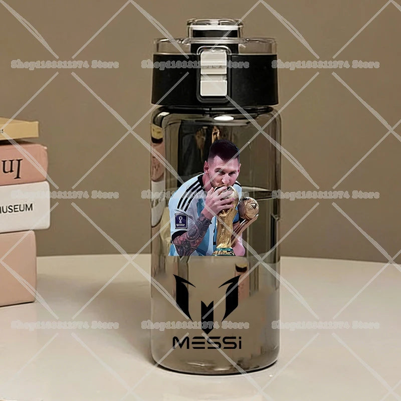 600ML CR7 Sports Water Bottles Cartoon Football Star Ronaldos Large Water Cups New Outdoor Transparent Drinking Bottle Kids Gift