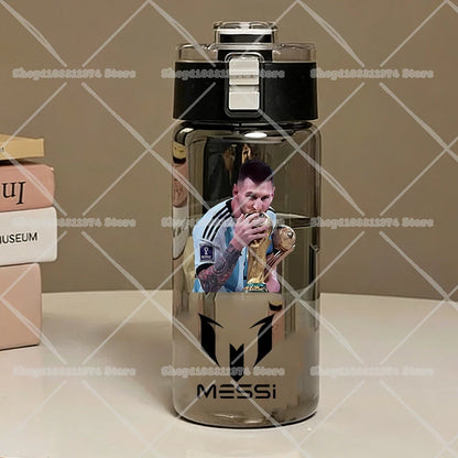 600ML CR7 Sports Water Bottles Cartoon Football Star Ronaldos Large Water Cups New Outdoor Transparent Drinking Bottle Kids Gift