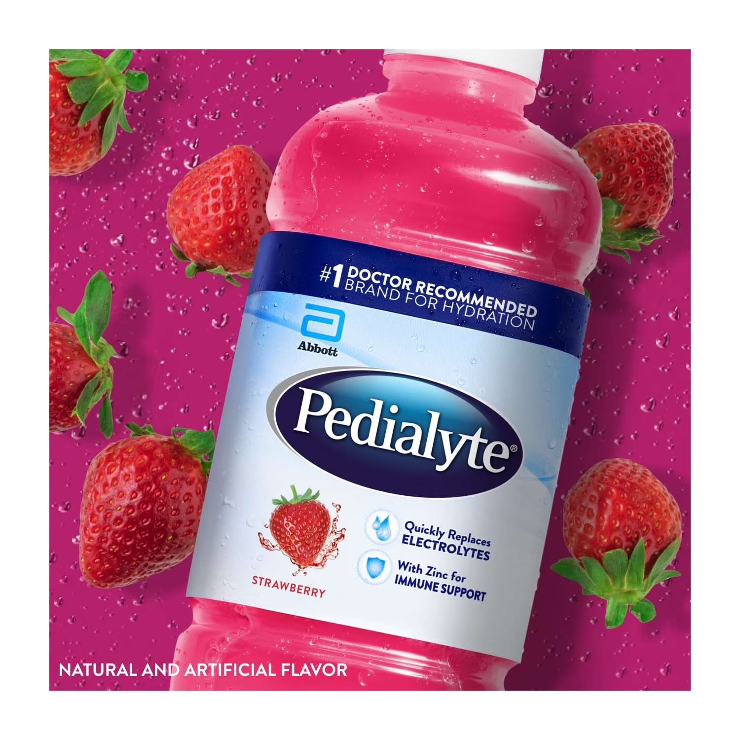 (4 Pack)  Electrolyte Drink, Strawberry, 1 Liter