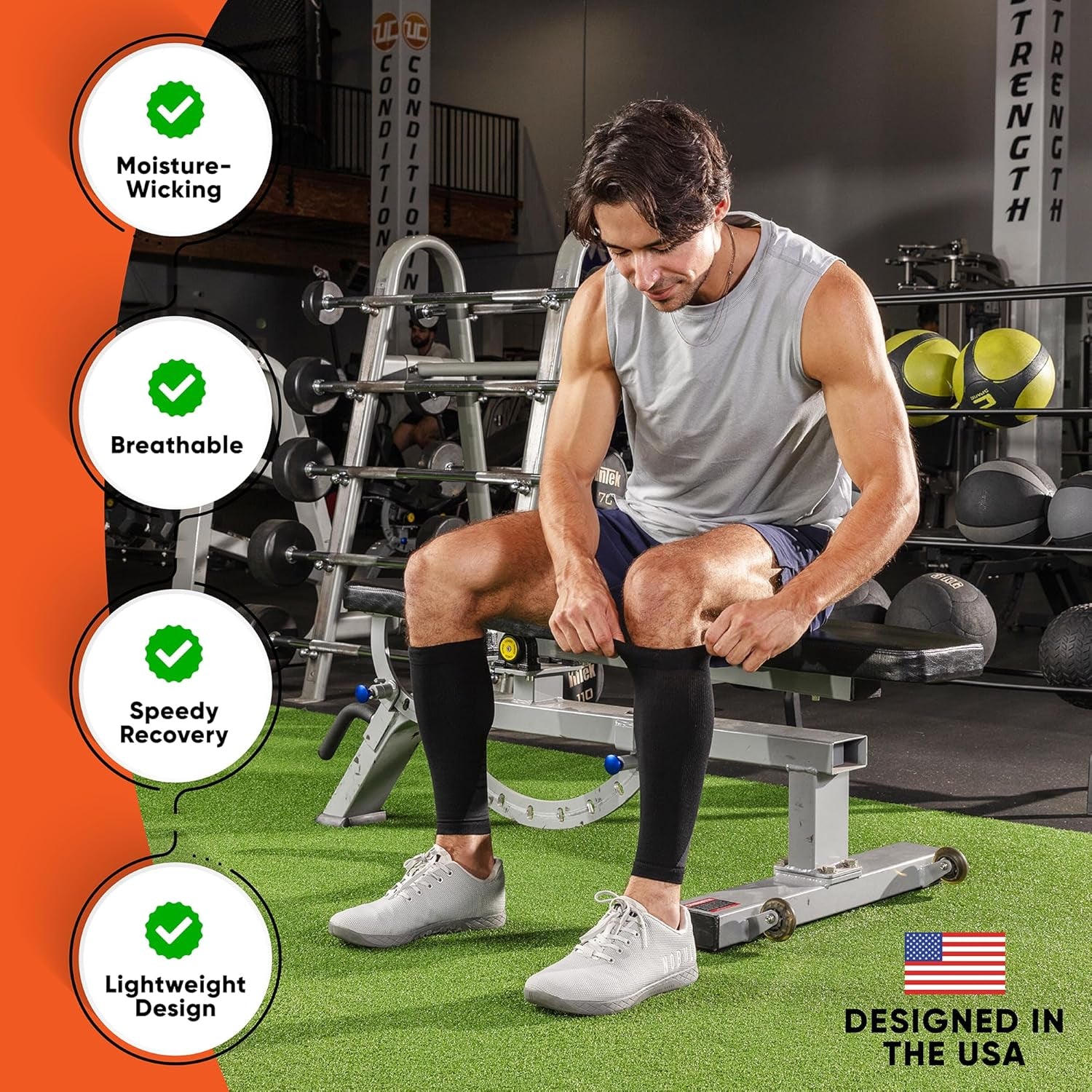 Calf Compression Sleeves for Men and Women - (1 Pair) Footless Compression Socks Support for Varicose Veins, Nursing, Pregnancy, Running -  Leg Sleeve Brace for Shin Splints, Pain Relief and Reduces Swelling (Black, Medium)