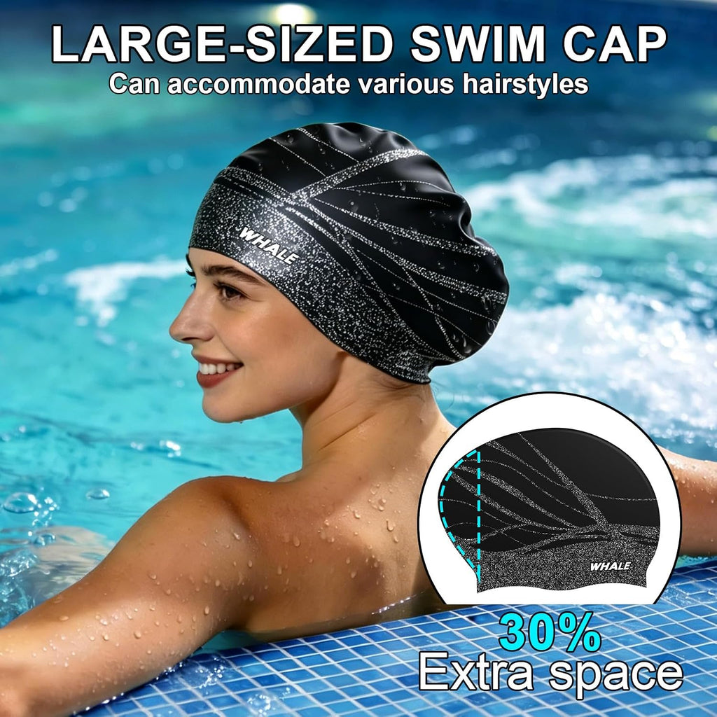 Extra Large Swim Cap Designed for Men and Women with Thick, Long Hair, Hair Extensions or Afro-Textured Hair Long-Hair Swim Cap Highly Waterproof to Keep Hair Dry