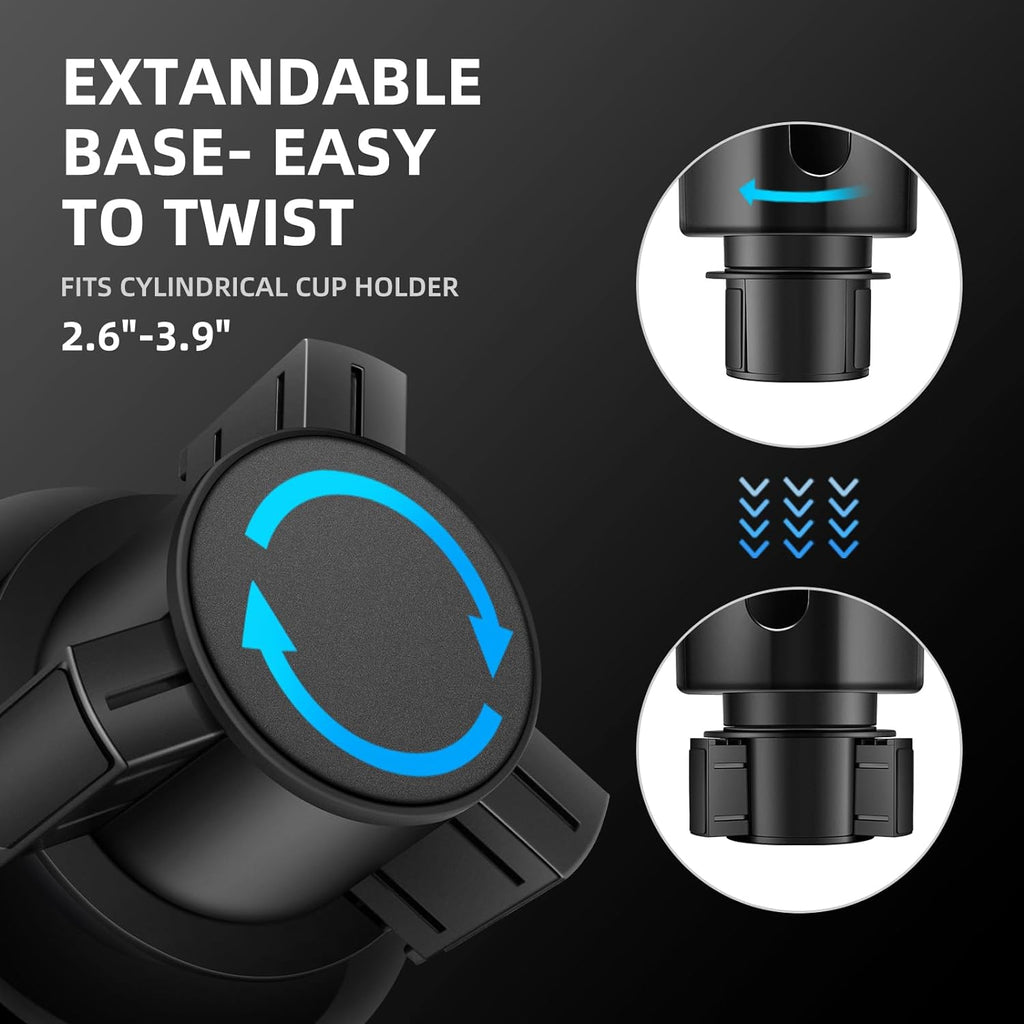 Car Cup Holder Expander, Extender for Car with Adjustable Base | Cup Holder Adapter, Fits Yeti 24/36/46Oz, Owala 12/24/40Oz, Large Bottles and Mugs in 3"-3.9" (16-40Oz)